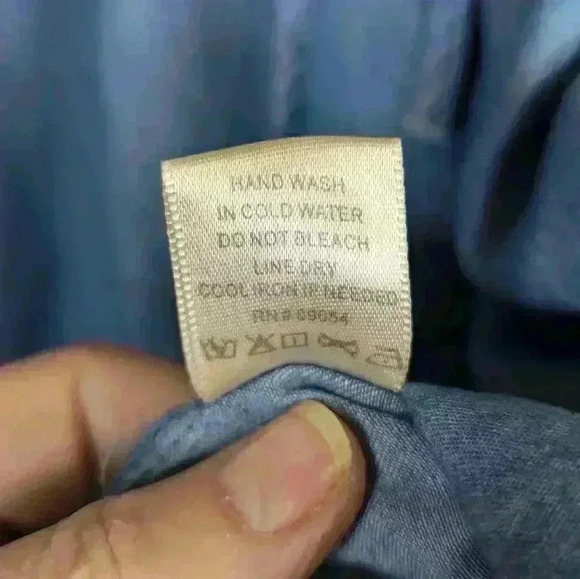 K.I.T Tie Front 100% Cotton Chambray Top Indigo Roll Tab Long Sleeves XL - Picture 5 of 9